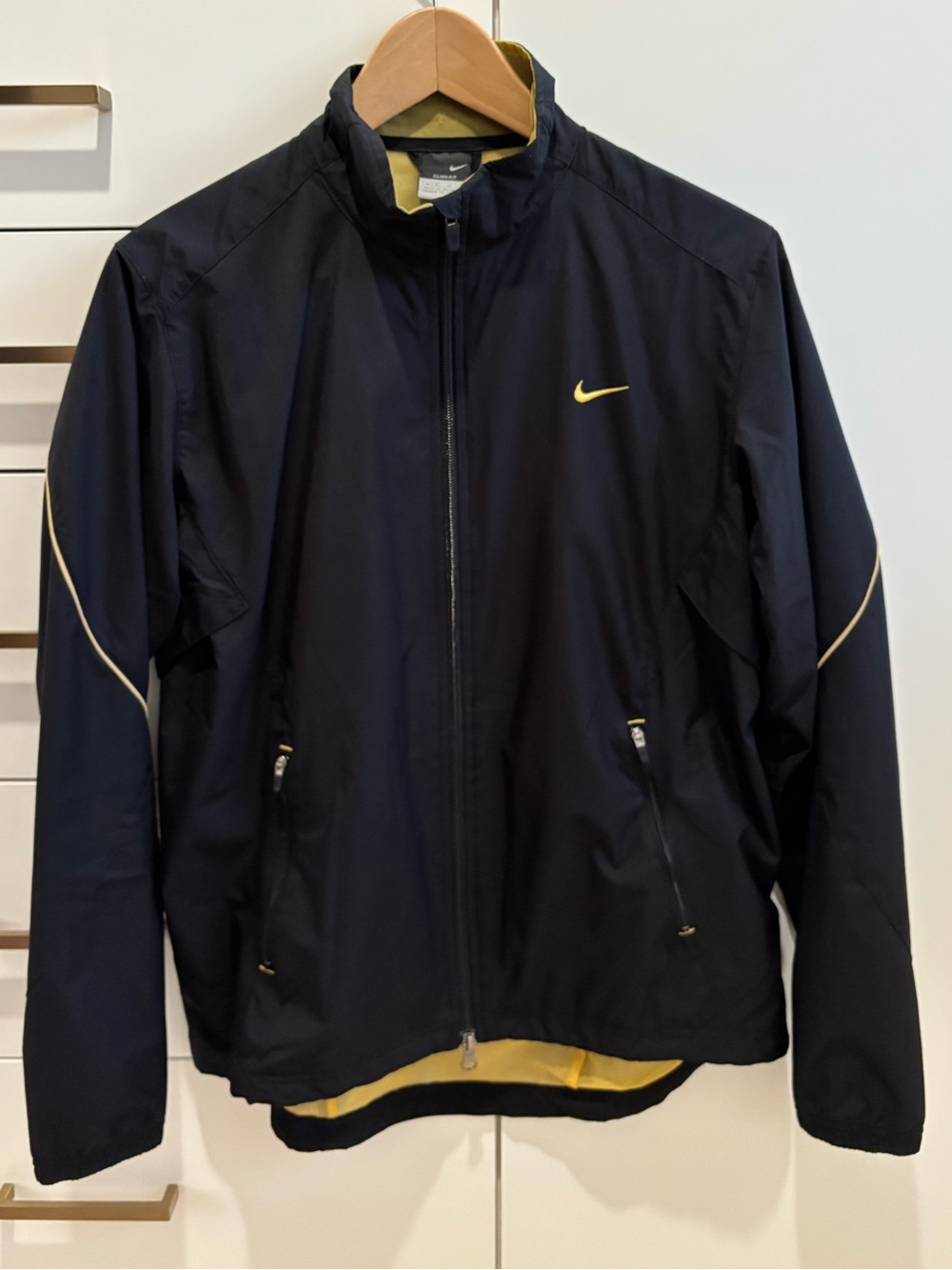 Nike Black Jacket with Yellow Trim Performance Zip-Front